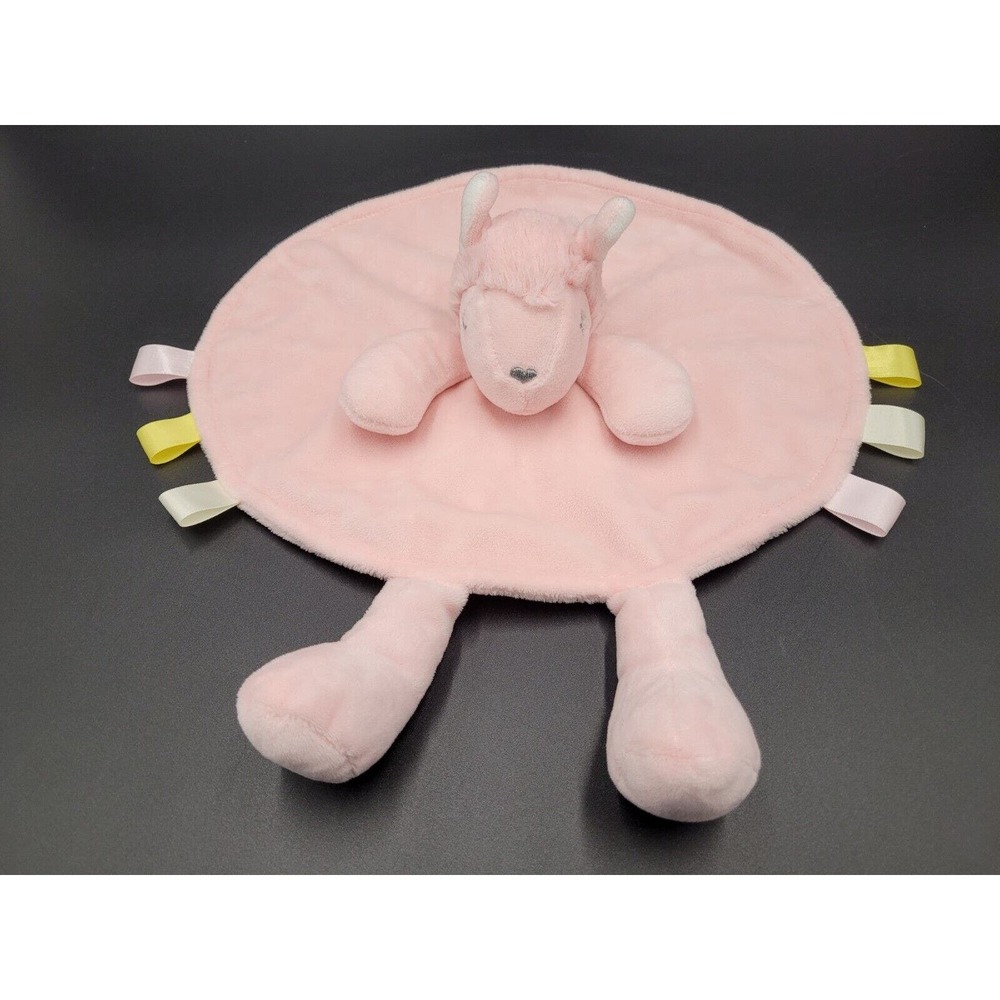 Cupcakes Cartwheels Llama Lovey Round Pink Ribbon Tags Soft Security Blanket